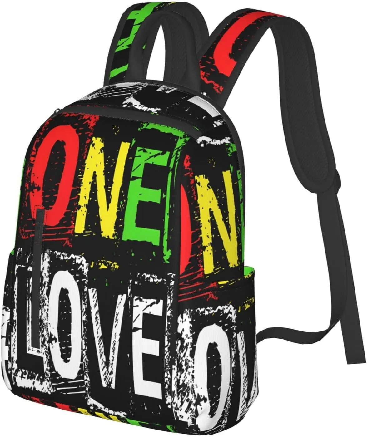 One Loves Jamaican Rasta Reggae Casual Backpacks Laptop Backpack Outdoor Travel Rucksack Sport Carry-On Daypack Lightweight Bag with Multi-Pockets