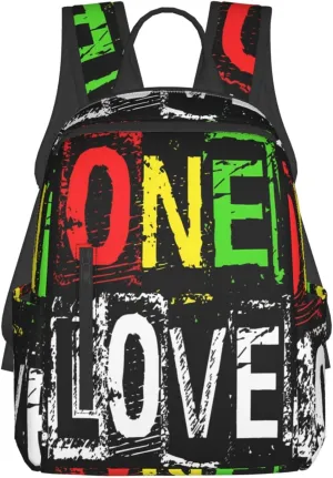 One Loves Jamaican Rasta Reggae Casual Backpacks Laptop Backpack Outdoor Travel Rucksack Sport Carry-On Daypack Lightweight Bag with Multi-Pockets