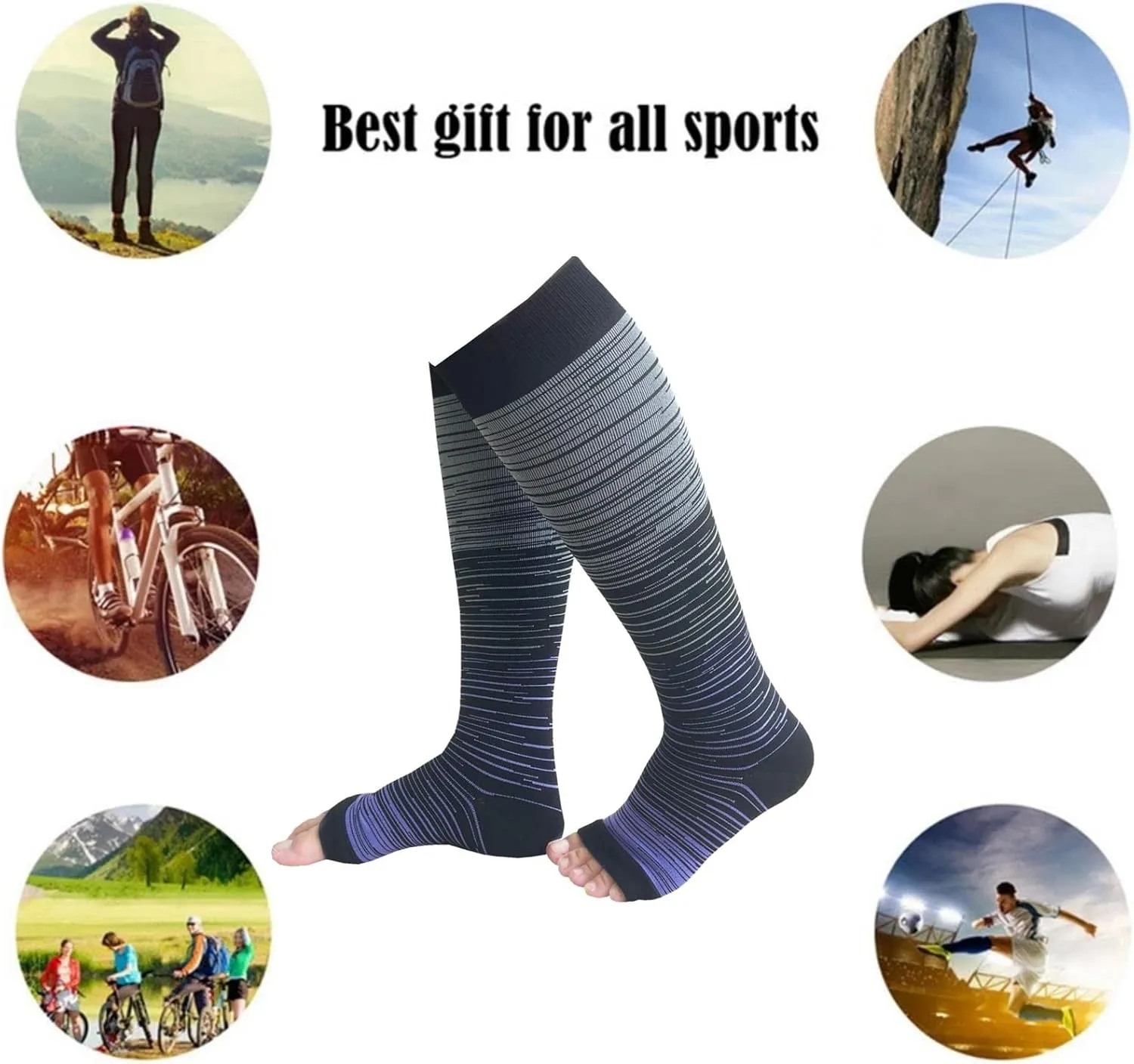 Open Toe Compression socks 3 Pairs Toeless Compression socks for Women Men