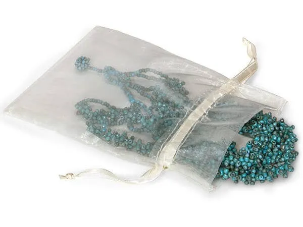 Organza Sheer Drawstring Bags: Charcoal / 10 Pack / 5x7"