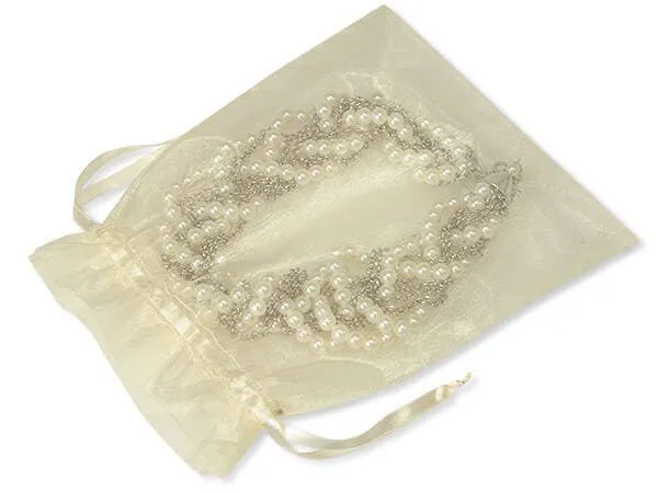Organza Sheer Drawstring Bags: Charcoal / 10 Pack / 5x7"
