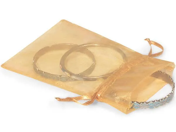 Organza Sheer Drawstring Bags: Charcoal / 10 Pack / 5x7"