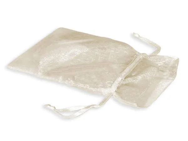 Organza Sheer Drawstring Bags: Charcoal / 10 Pack / 5x7"