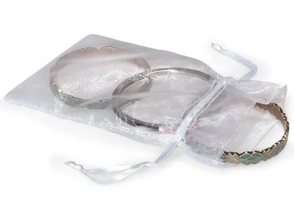 Organza Sheer Drawstring Bags: Charcoal / 10 Pack / 5x7"