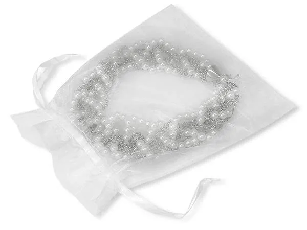 Organza Sheer Drawstring Bags: Charcoal / 10 Pack / 5x7"