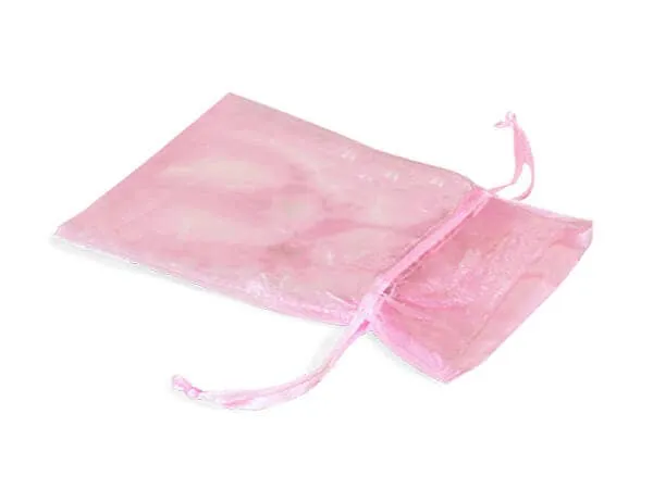 Organza Sheer Drawstring Bags: Coral Rose Pink / 10 Pack / 4x6"