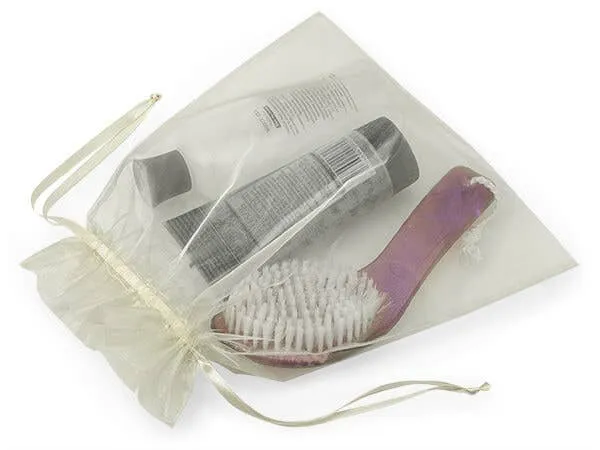 Organza Sheer Drawstring Bags: Coral Rose Pink / 10 Pack / 4x6"