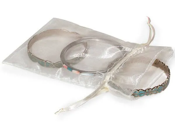 Organza Sheer Drawstring Bags: Coral Rose Pink / 10 Pack / 4x6"