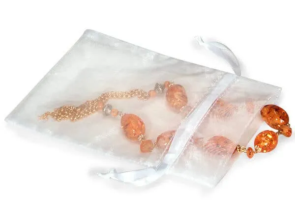 Organza Sheer Drawstring Bags: Coral Rose Pink / 10 Pack / 4x6"