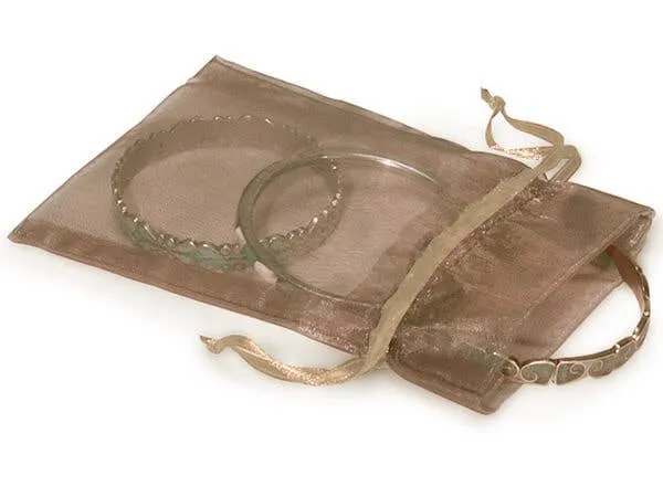 Organza Sheer Drawstring Bags: Coral Rose Pink / 10 Pack / 4x6"