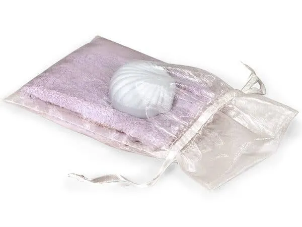 Organza Sheer Drawstring Bags: Coral Rose Pink / 10 Pack / 4x6"