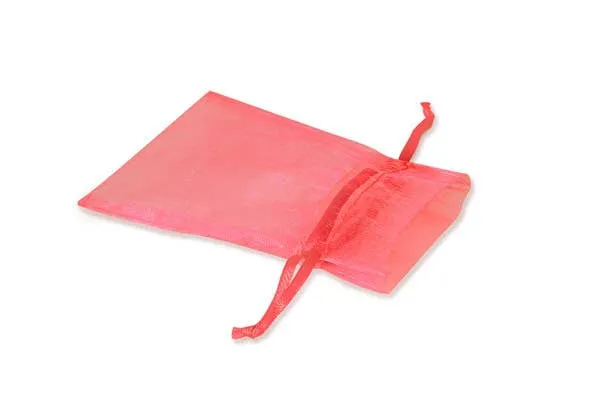 Organza Sheer Drawstring Bags: Coral Rose Pink / 10 Pack / 4x6"