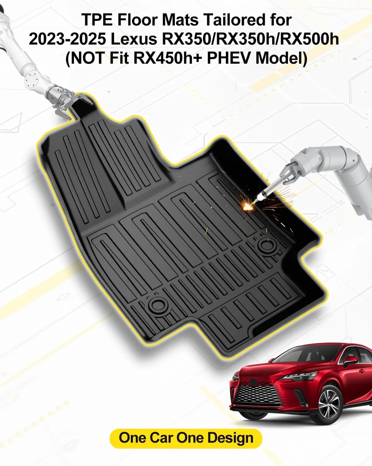 Original 2023-2025 RX Floor Mats for Lexus RX350/RX350h/RX500h (NOT Fit RX450h  PHEV Model) - Custom Fit TPE Floor Liners - All Weather Floor Mats for Lexus RX 2025 2024 2023