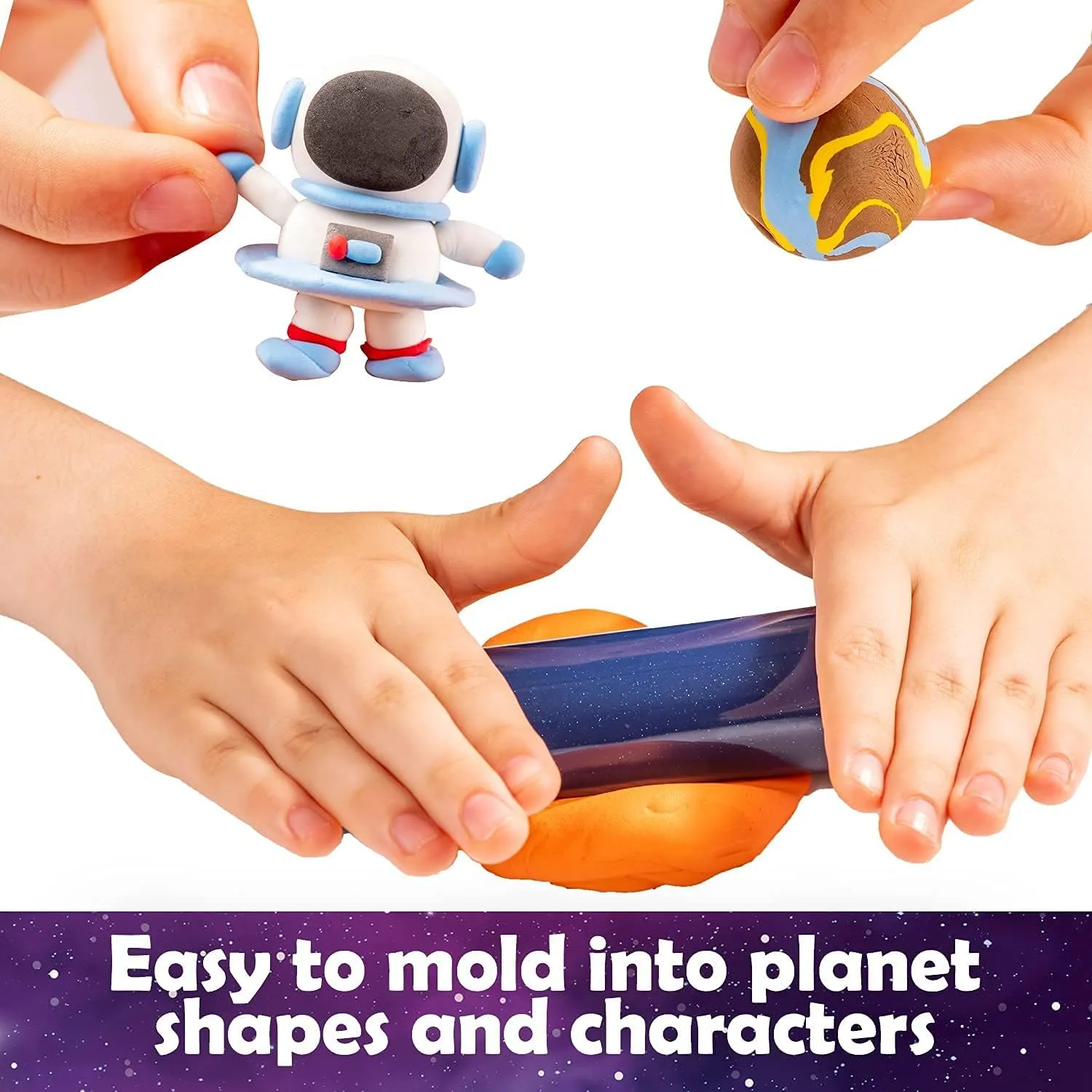 Original Stationery Mini Galaxy 3D Solar System Air Dry Clay Kit, 10 Bags of Air Dry Clay for Kids, 8 Fact Cards, Tools and More