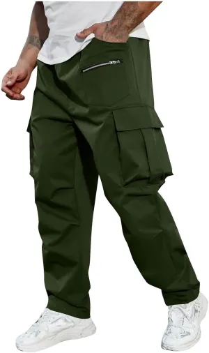 Outdoor Cargo Pants for Men 2025 Lightweight Baggy Street Hiking Pants with Multi-Pockets Oversized Twill Trousers