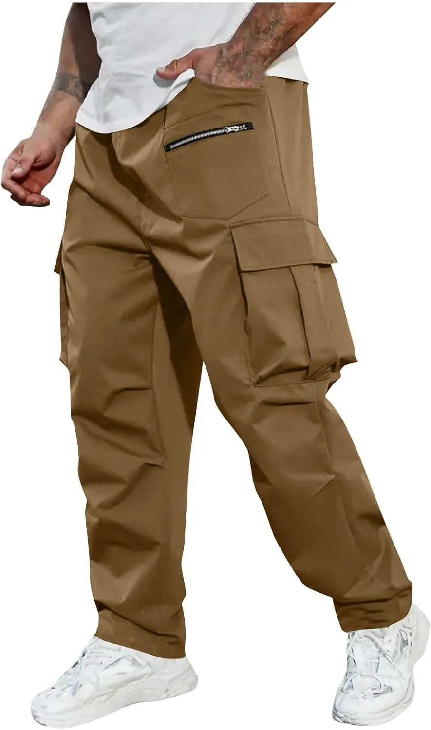 Outdoor Cargo Pants for Men 2025 Lightweight Baggy Street Hiking Pants with Multi-Pockets Oversized Twill Trousers