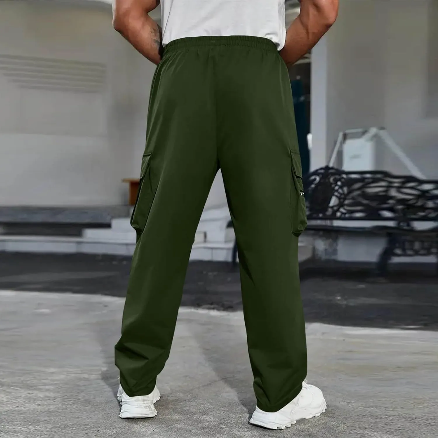 Outdoor Cargo Pants for Men 2025 Lightweight Baggy Street Hiking Pants with Multi-Pockets Oversized Twill Trousers