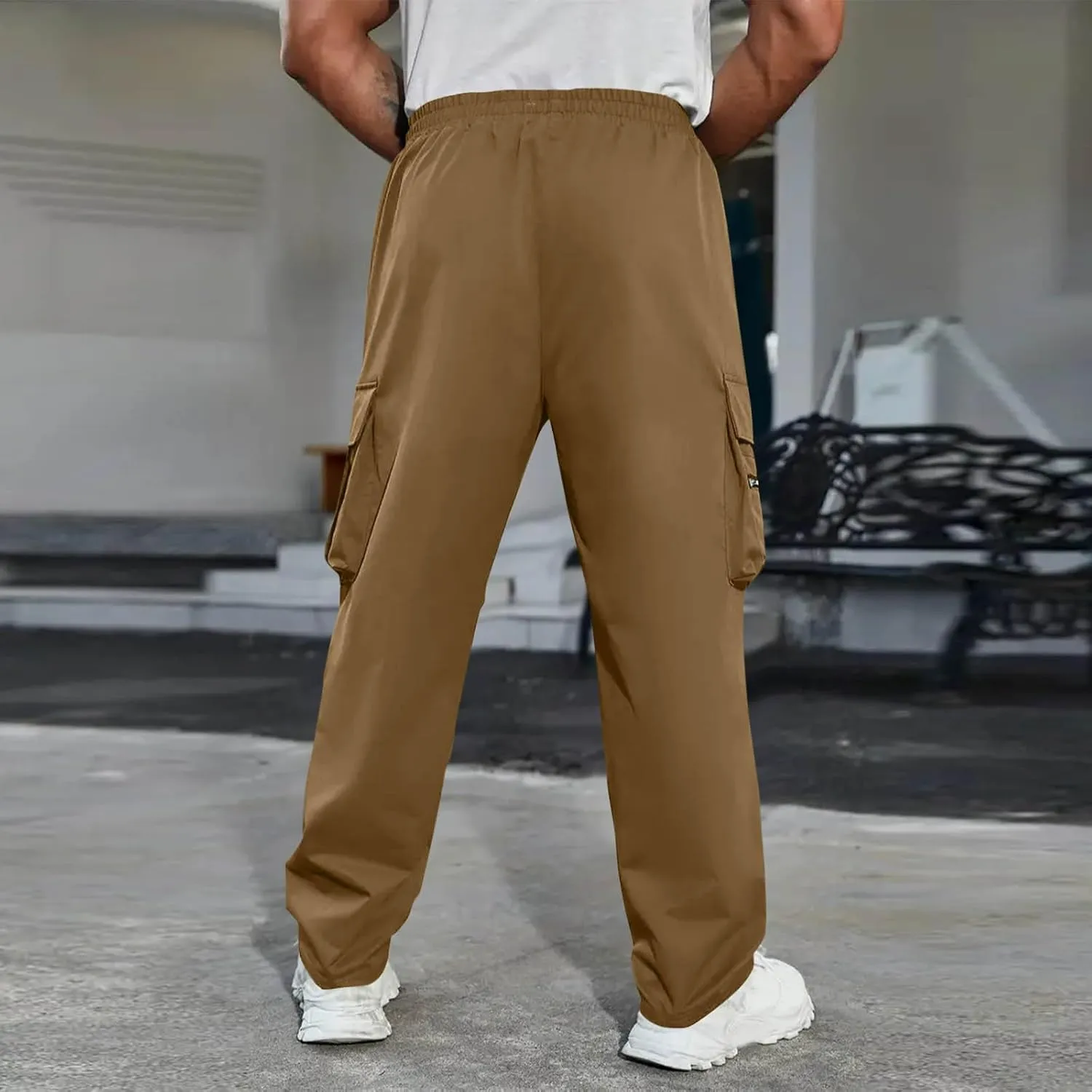 Outdoor Cargo Pants for Men 2025 Lightweight Baggy Street Hiking Pants with Multi-Pockets Oversized Twill Trousers
