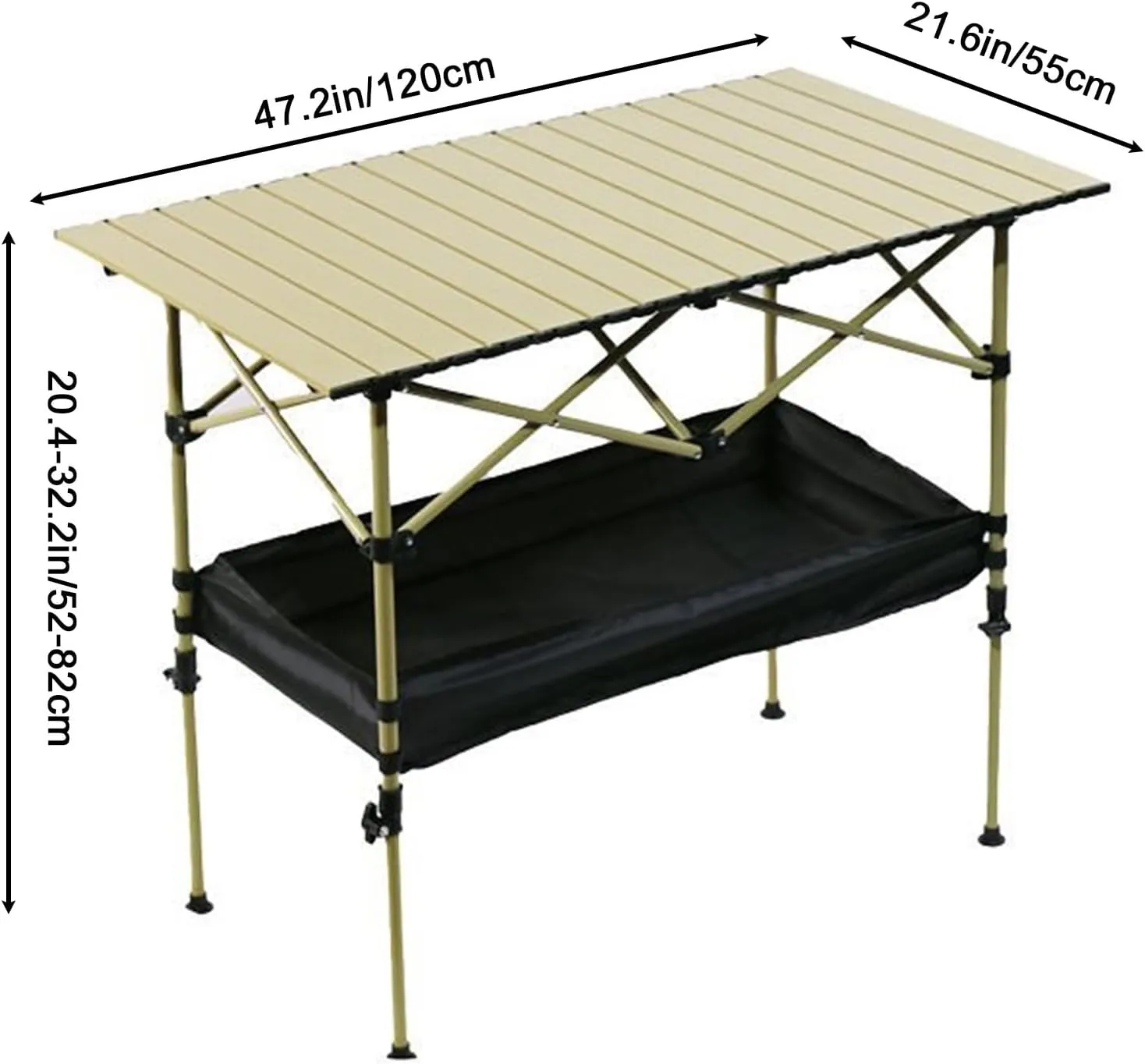 Outdoor Liftable Egg Roll Table, Folding Table, Portable Picnic Table Height Adjustable with Carrying Bag,Suitable for Outdoor,Camping,Picnic, Backyard and Barbecue,Suitable for 2-4 People(Beige,47.2X