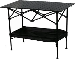 Outdoor Liftable Egg Roll Table, Folding Table, Portable Picnic Table Height Adjustable with Carrying Bag,Suitable for Outdoor,Camping,Picnic, Backyard and Barbecue,Suitable for 2-4 People(Black,47.2X