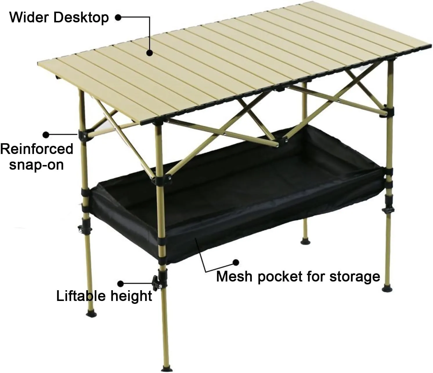 Outdoor Liftable Egg Roll Table, Folding Table, Portable Picnic Table Height Adjustable with Carrying Bag,Suitable for Outdoor,Camping,Picnic, Backyard and Barbecue,Suitable for 2-4 People(Black,47.2X