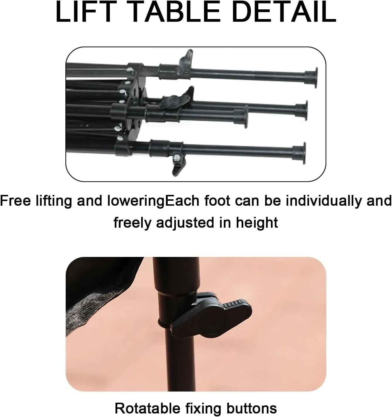 Outdoor Liftable Egg Roll Table, Folding Table, Portable Picnic Table Height Adjustable with Carrying Bag,Suitable for Outdoor,Camping,Picnic, Backyard and Barbecue,Suitable for 2-4 People(Black,47.2X