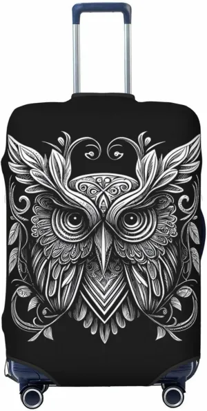 Owl Travel Luggage Cover Fits 18-32 Inch Luggage, Elastic Suitcase Cover Protector with Concealed Zipper for Wheeled Suitcase Tsa Approved