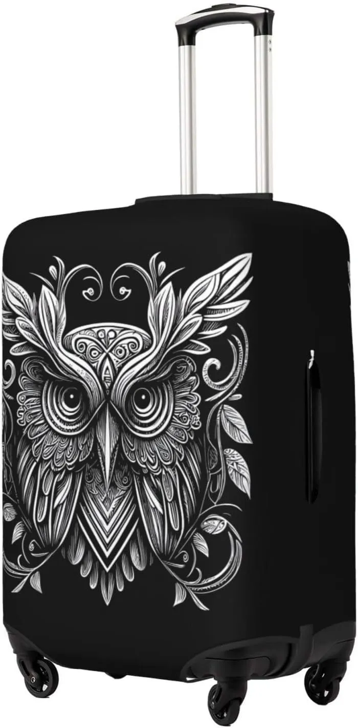 Owl Travel Luggage Cover Fits 18-32 Inch Luggage, Elastic Suitcase Cover Protector with Concealed Zipper for Wheeled Suitcase Tsa Approved