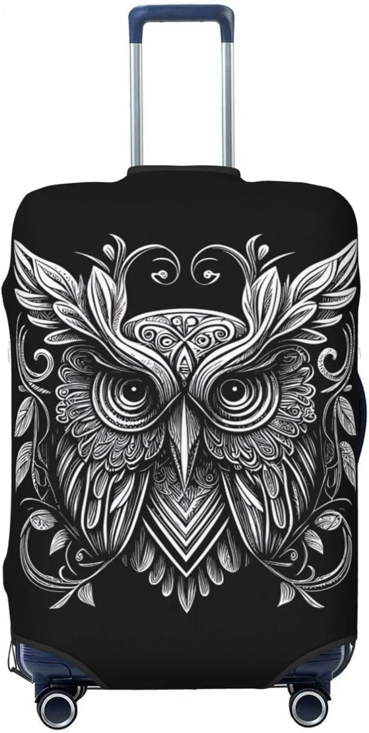Owl Travel Luggage Cover Fits 18-32 Inch Luggage, Elastic Suitcase Cover Protector with Concealed Zipper for Wheeled Suitcase Tsa Approved