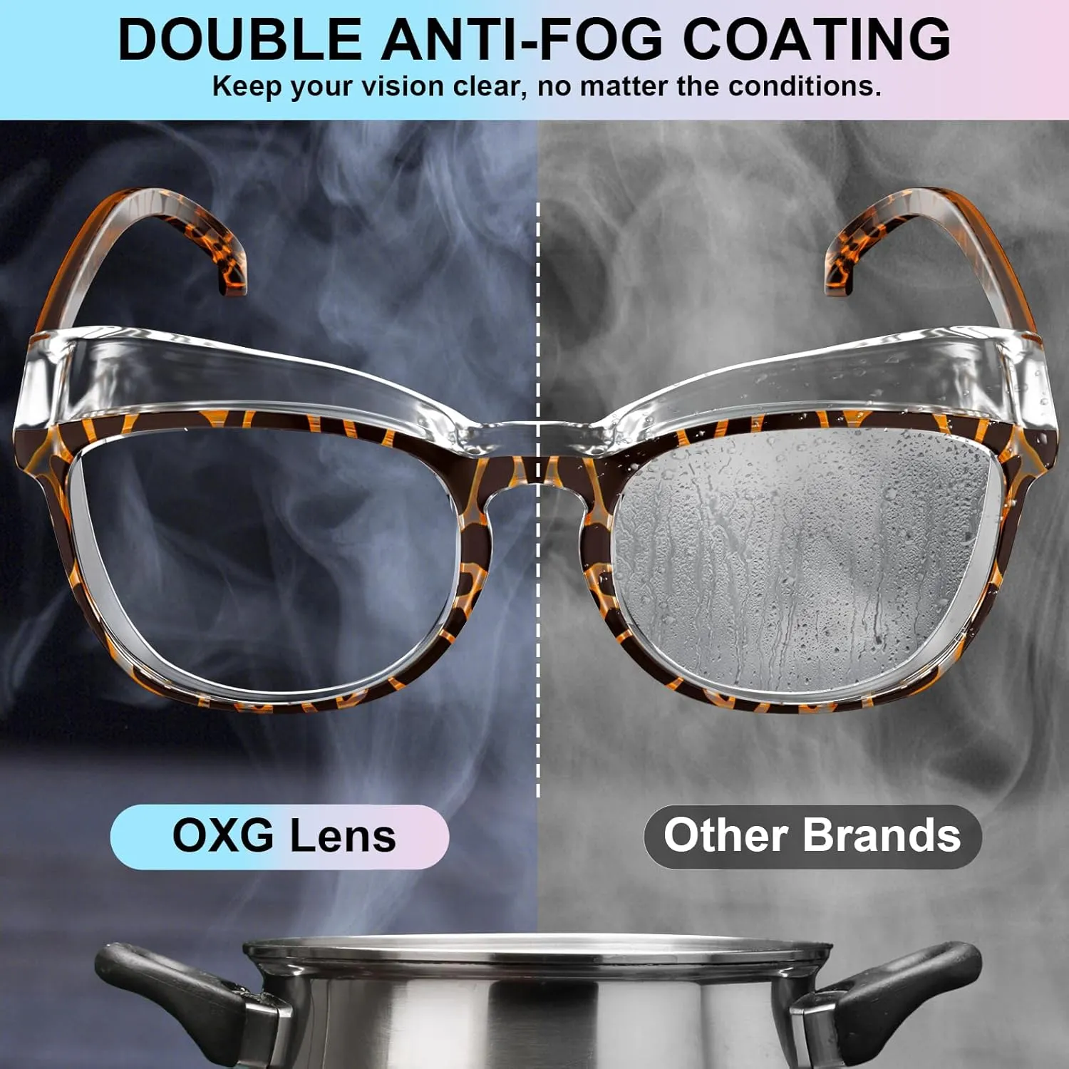 OXG 4 Pack Safety Glasses Anti Fog Goggles, Blue Light Blocking Stylish Safety Glasses for Women Nurses Protective Eyewear