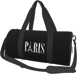 Paris France Eiffel Tower Convertible Garment Bag with Shoulder Strap, Carry on Garment Duffel Bag for Men Women - Rolling Foldable for Travel Luggage Bags (Black)