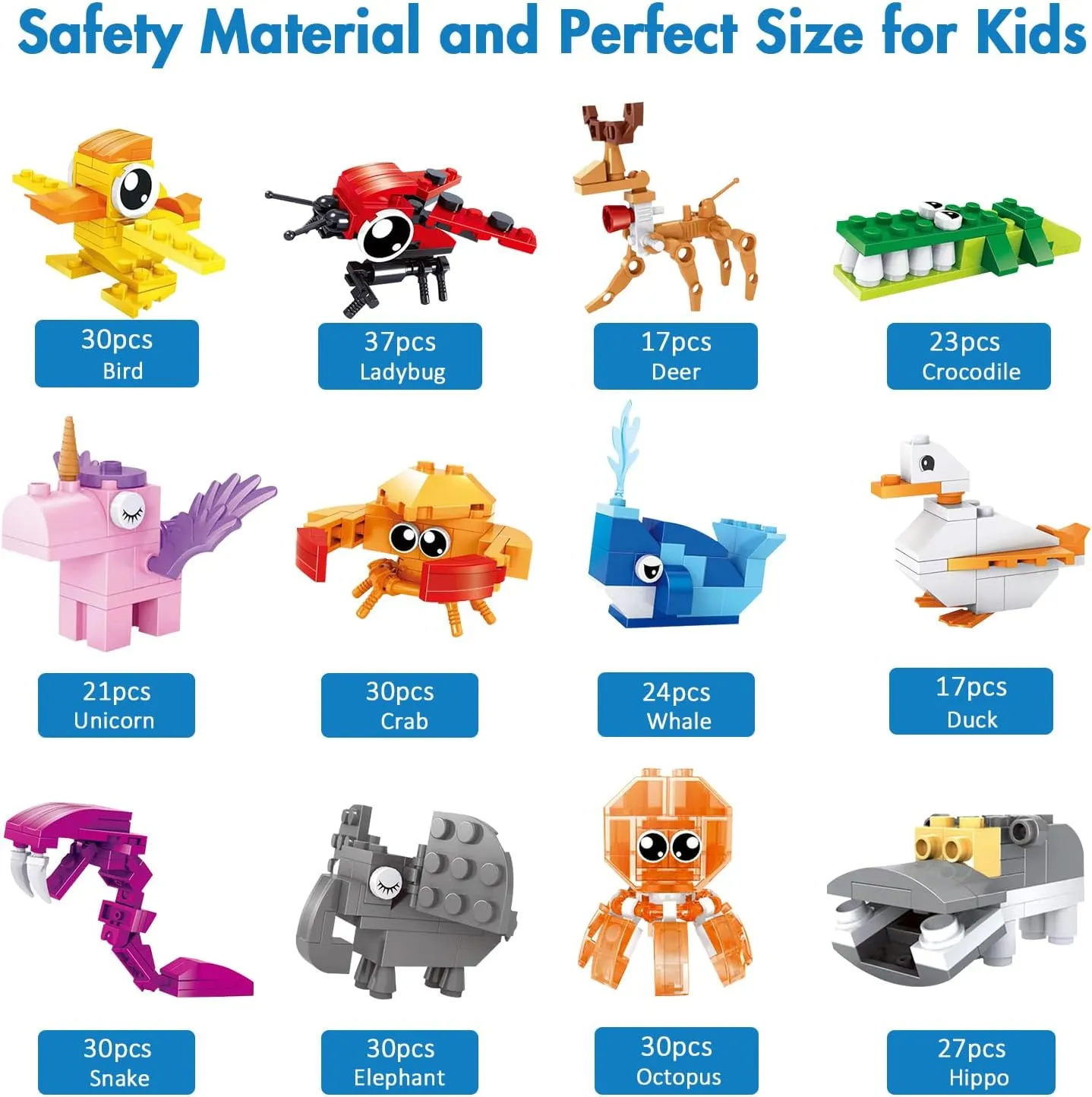 Party Favors for Kids,12PCS Mini Building Blocks Animal, Building Sets Stem Toys, Assorted Building Blocks Sets for Birthday Party Gift,Goodie Bags, Prize,Cake Topper