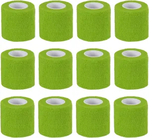 PATIKIL 2" x 177" Self Adhesive Bandage Wrap, 12 Pcs Elastic Self Breathable Self Adherent Wrap Tape for Stretch Athletic Sports Wrist Ankle Outdoor Tape, Light Green