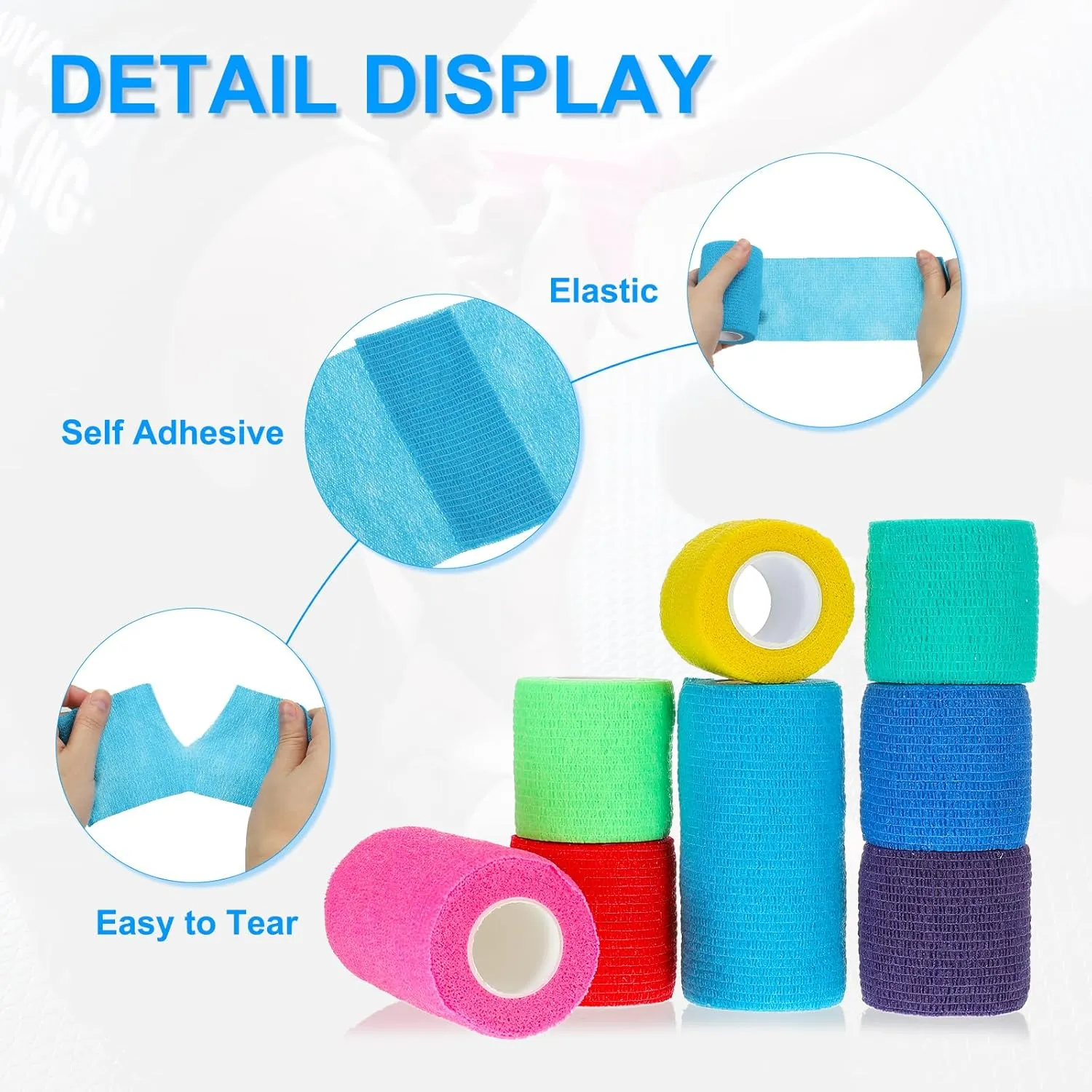 PATIKIL 2" x 177" Self Adhesive Bandage Wrap, 12 Pcs Elastic Self Breathable Self Adherent Wrap Tape for Stretch Athletic Sports Wrist Ankle Outdoor Tape, Light Green
