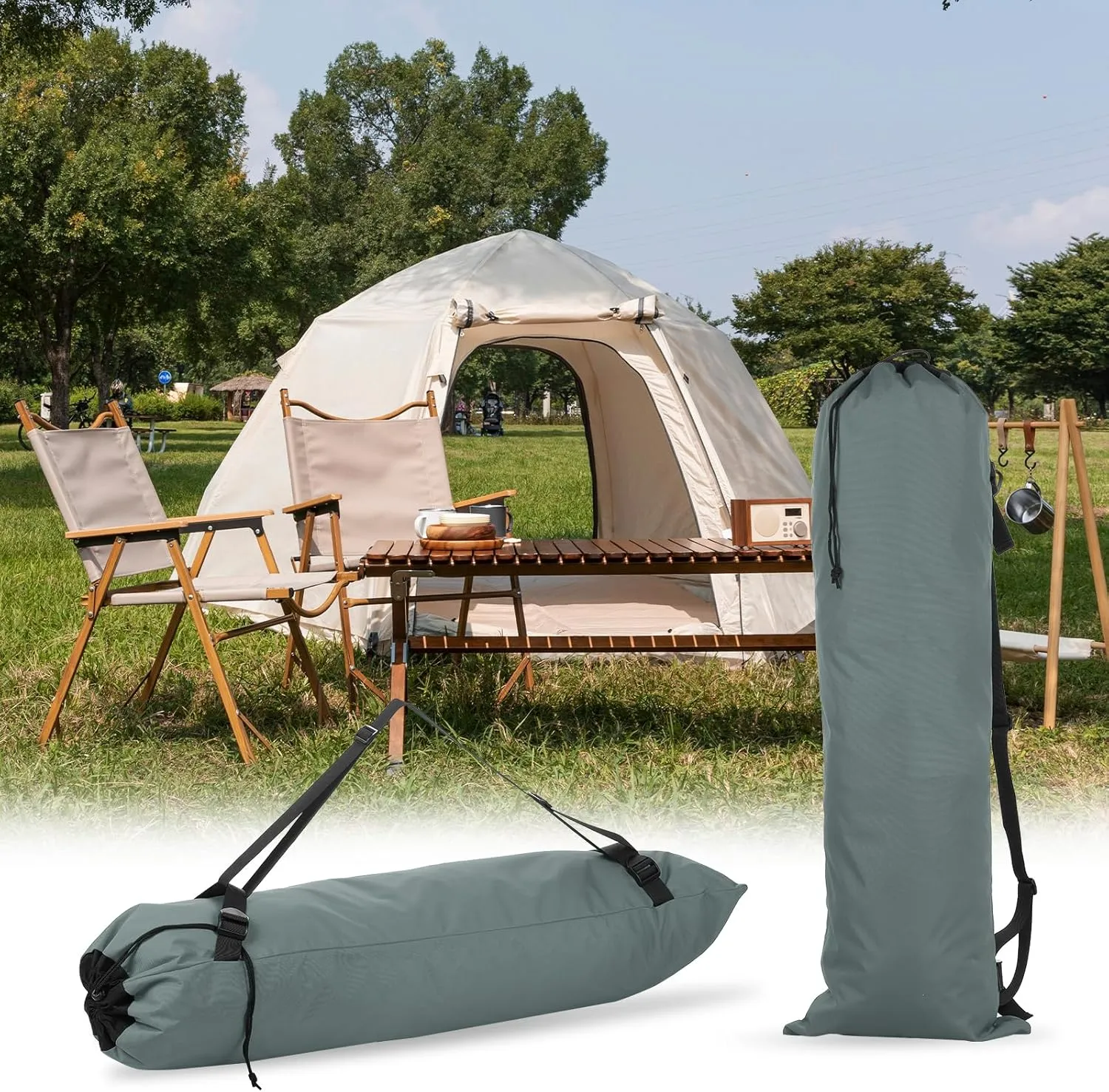 PATIKIL Foldable Camp Chair Replacement Bag, 2 Pcs Camping Chairs Folding Chair Carry Bag with Adjustable Shoulder Strap for Outdoor Camping Fishing Storage, Gray, Black