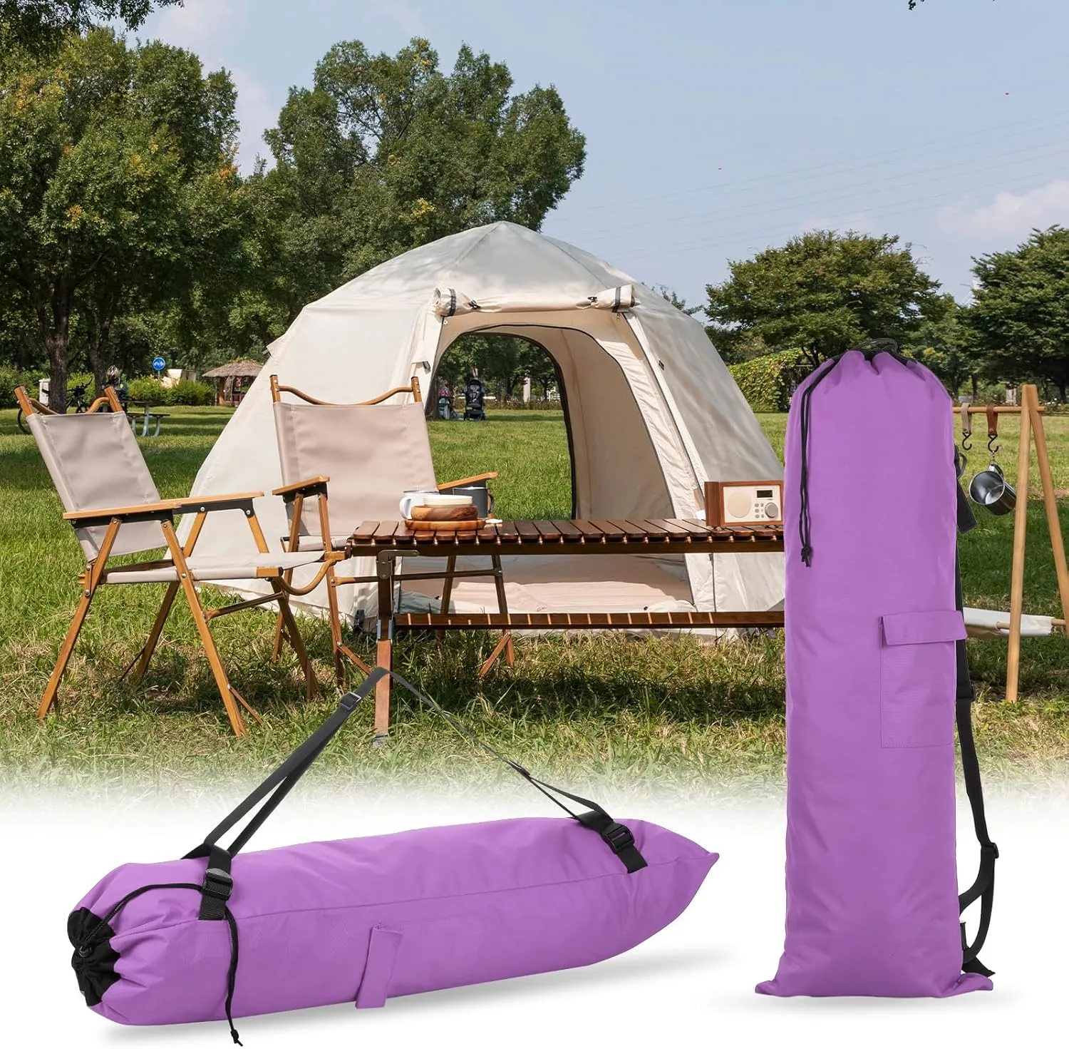 PATIKIL Foldable Camp Chair Replacement Bag, Camping Chairs Folding Chair Carry Bag with Adjustable Shoulder Strap for Outdoor Camping Fishing Storage, Purple