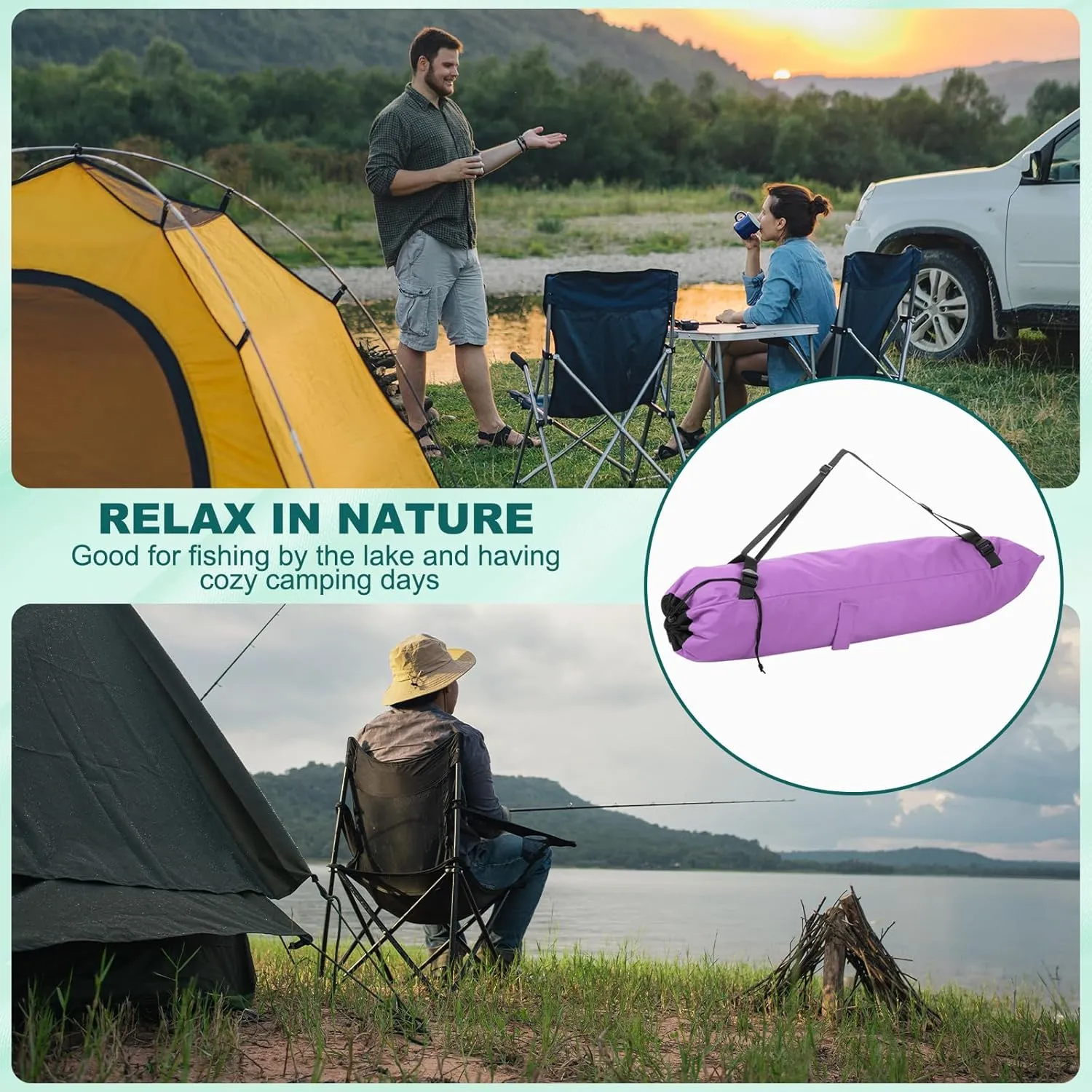 PATIKIL Foldable Camp Chair Replacement Bag, Camping Chairs Folding Chair Carry Bag with Adjustable Shoulder Strap for Outdoor Camping Fishing Storage, Purple