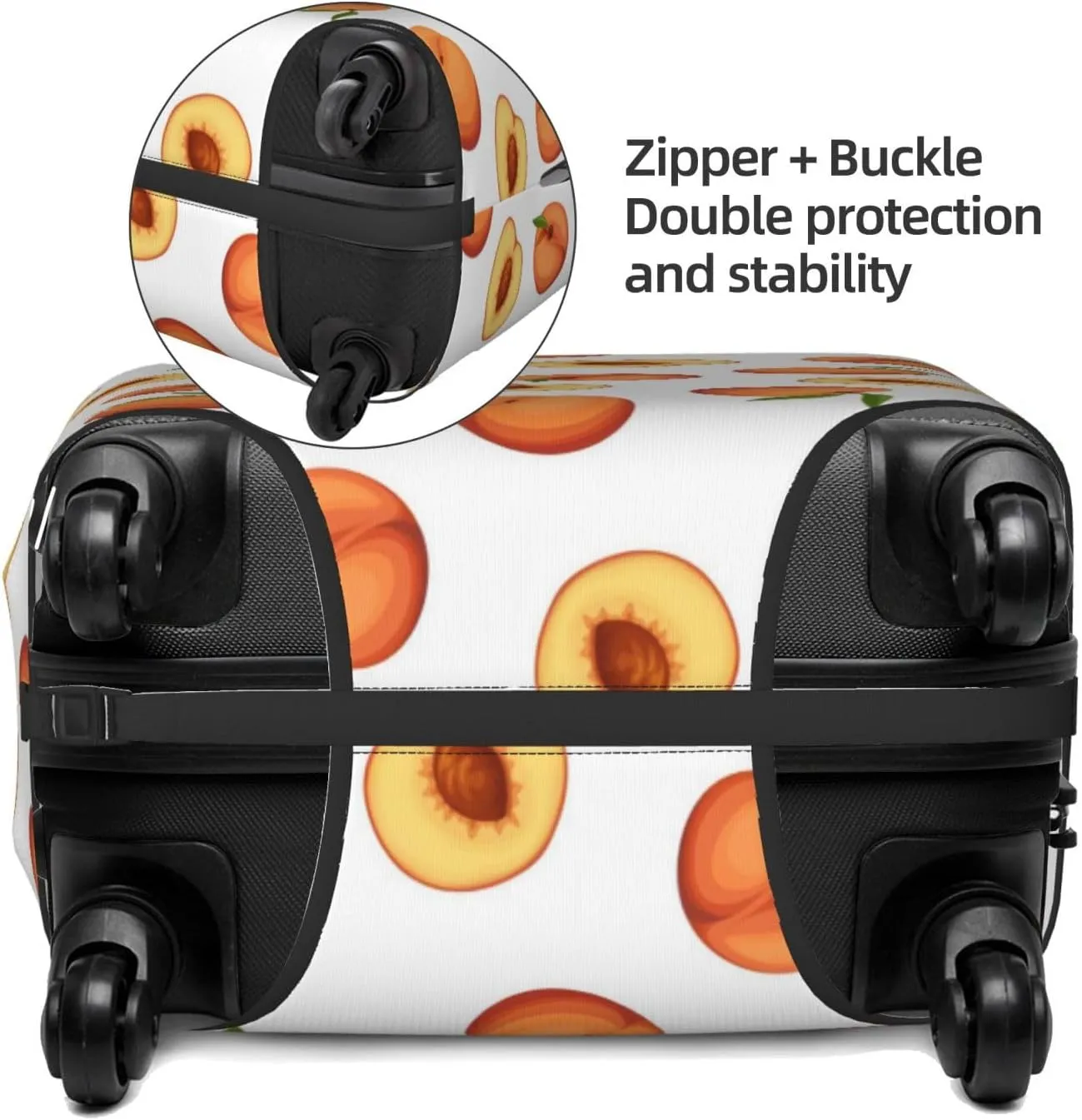 Peaches Travel Luggage Cover Fits 18-32 Inch Luggage, Elastic Suitcase Cover Protector with Concealed Zipper for Wheeled Suitcase Tsa Approved