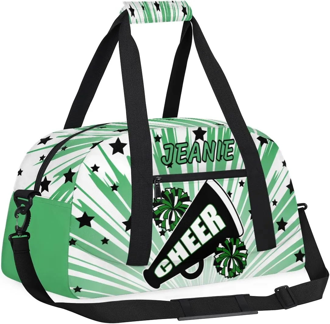 Personalize Cheer Duffel Bags with Custom Name & Text Sport Dance Gym Bags Garment Bags Gift for Girls Kids Cheerleaders Overnight Weekender Travel Indigo Glow 4