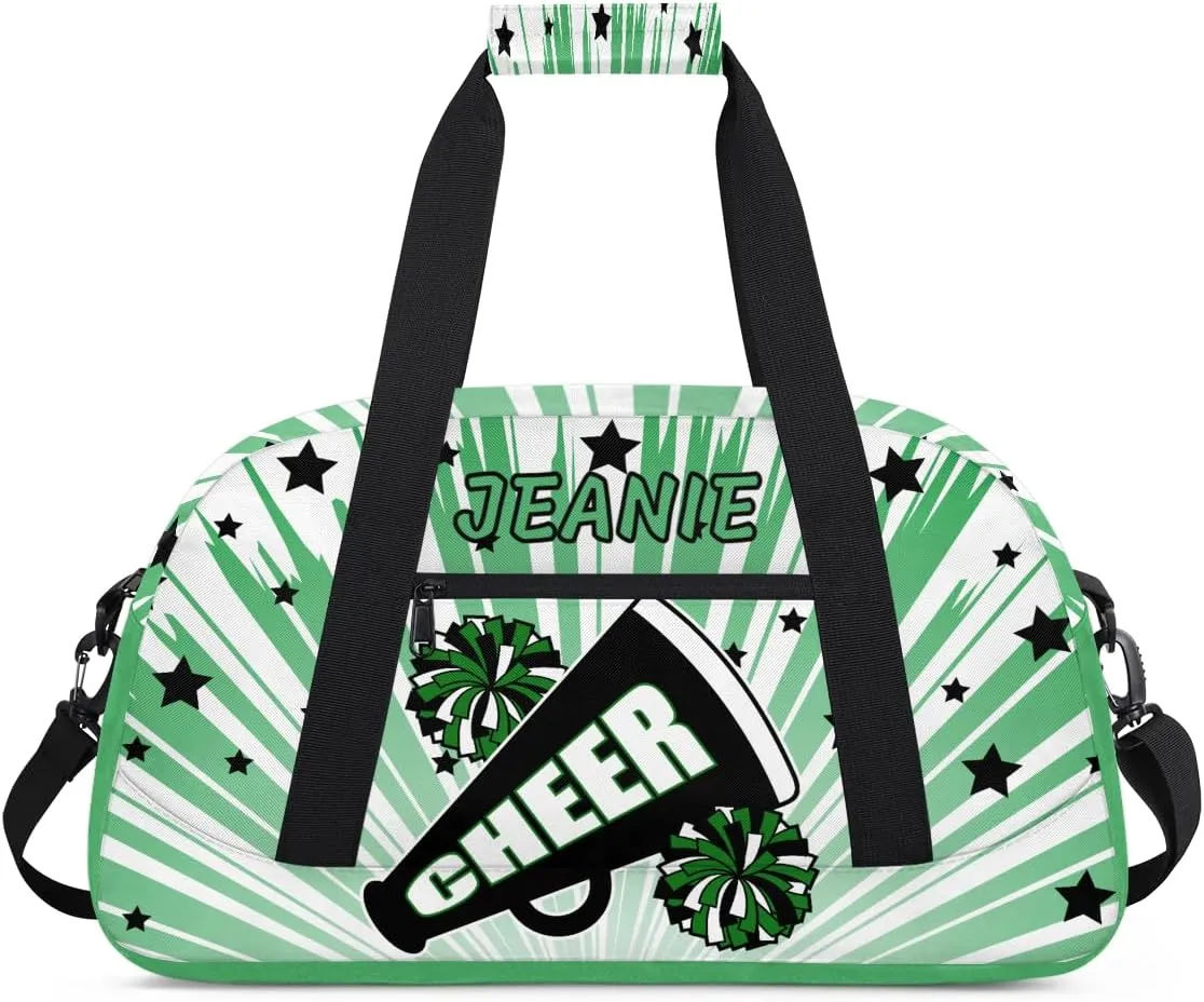 Personalize Cheer Duffel Bags with Custom Name & Text Sport Dance Gym Bags Garment Bags Gift for Girls Kids Cheerleaders Overnight Weekender Travel Indigo Glow 4