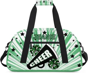 Personalize Cheer Duffel Bags with Custom Name & Text Sport Dance Gym Bags Garment Bags Gift for Girls Kids Cheerleaders Overnight Weekender Travel Indigo Glow 4