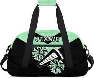 Personalize Cheer Duffel Bags with Custom Name & Text Sport Dance Gym Bags Garment Bags Gift for Girls Kids Cheerleaders Overnight Weekender Travel Indigo Sequins