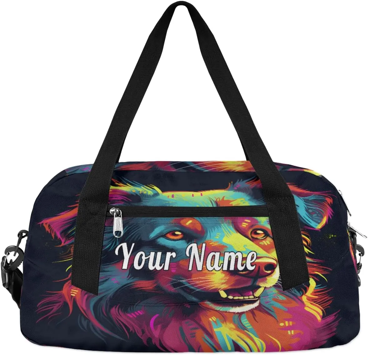 Personalized Kids Duffel Bag Art Painting Dog,Custom Sport Gym Bag for Boys Girls,WWeekender Overnight Bags Travel Duffel Bag,Customized Kids Gift