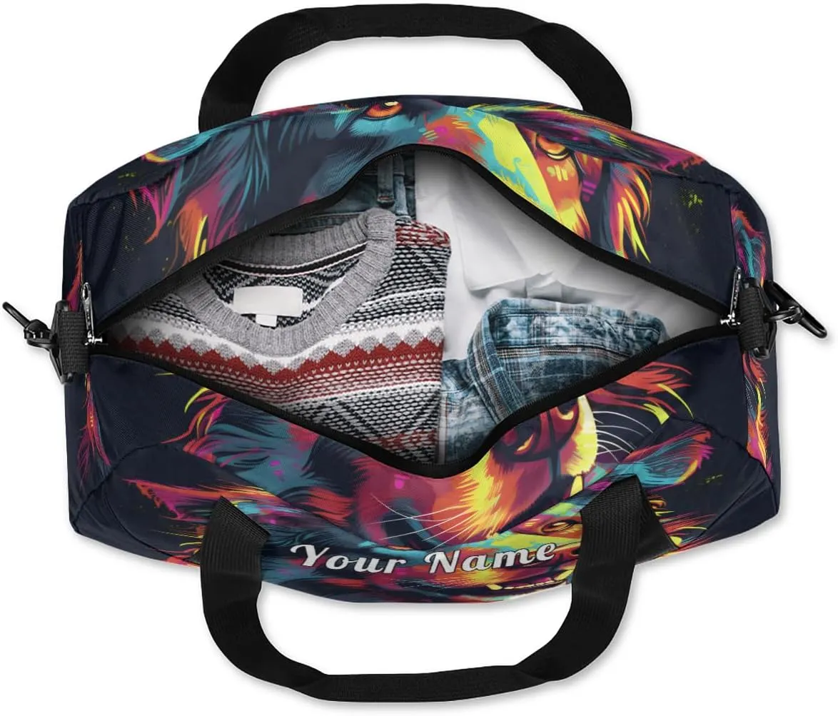 Personalized Kids Duffel Bag Art Painting Dog,Custom Sport Gym Bag for Boys Girls,WWeekender Overnight Bags Travel Duffel Bag,Customized Kids Gift