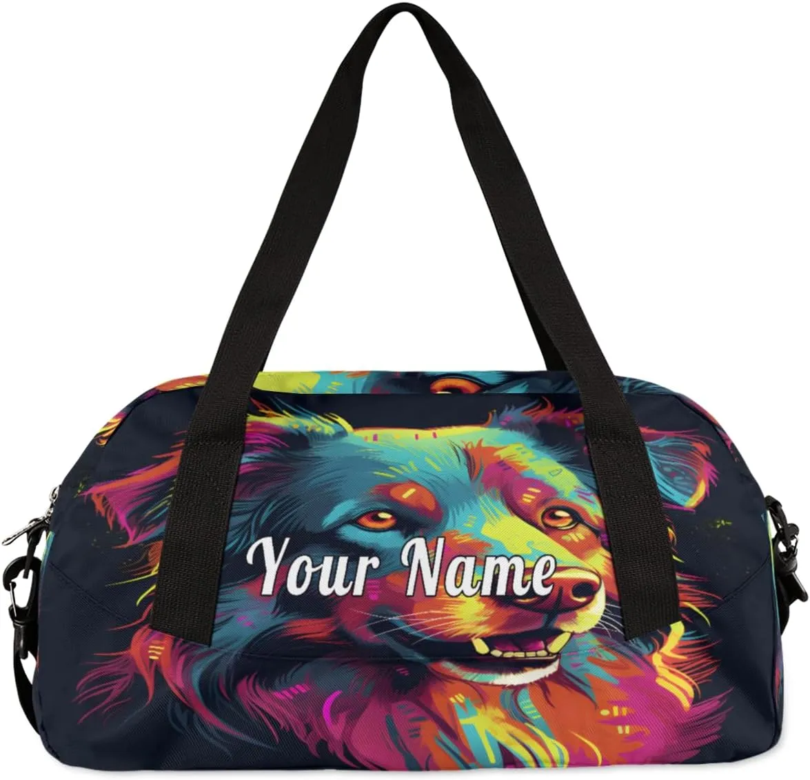 Personalized Kids Duffel Bag Art Painting Dog,Custom Sport Gym Bag for Boys Girls,WWeekender Overnight Bags Travel Duffel Bag,Customized Kids Gift