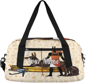 Personalized Kids Duffel Bag Egypt Anubis Hieroglyph,Custom Sport Gym Bag for Boys Girls,WWeekender Overnight Bags Travel Duffel Bag,Customized Kids Gift