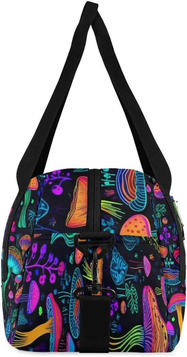 Personalized Kids Duffel Bag Fantasy Colorful Mushroom Pattern,Custom Sport Gym Bag for Boys Girls,WWeekender Overnight Bags Travel Duffel Bag,Customized Kids Gift