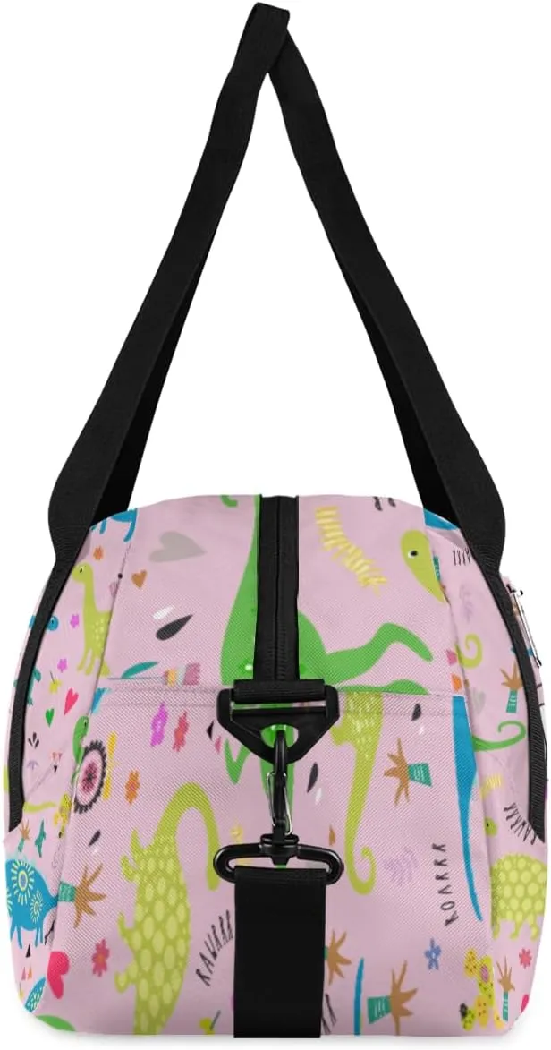 Personalized Kids Duffel Bag Funny Dinosaur Pattern,Custom Sport Gym Bag for Boys Girls,WWeekender Overnight Bags Travel Duffel Bag,Customized Kids Gift