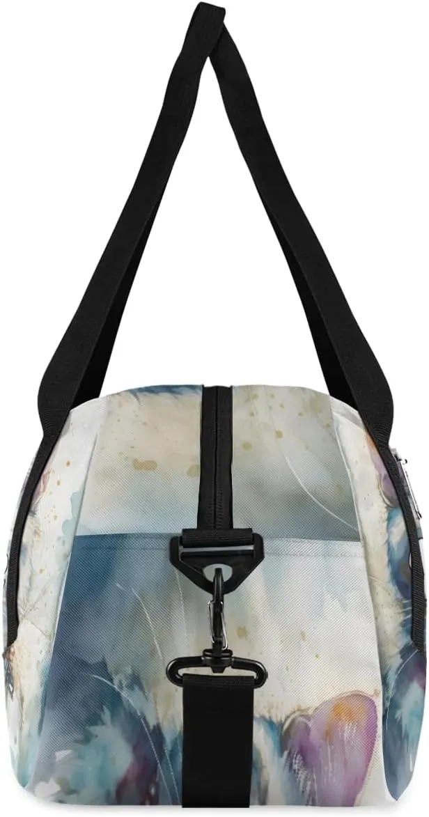 Personalized Kids Duffel Bag Watercolor Animal Cat,Custom Sport Gym Bag for Boys Girls,WWeekender Overnight Bags Travel Duffel Bag,Customized Kids Gift