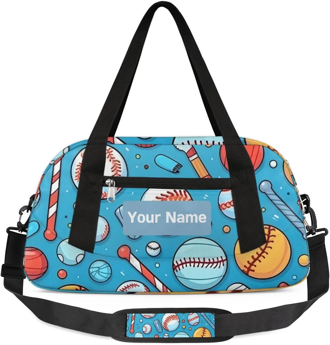 Personalized Sports Duffel Bag for Kids, Custom Dance Bag Gym Bag for Girls, Weekender Bags Travel Duffle Bag for Boys, Baseball Basketball Themed
